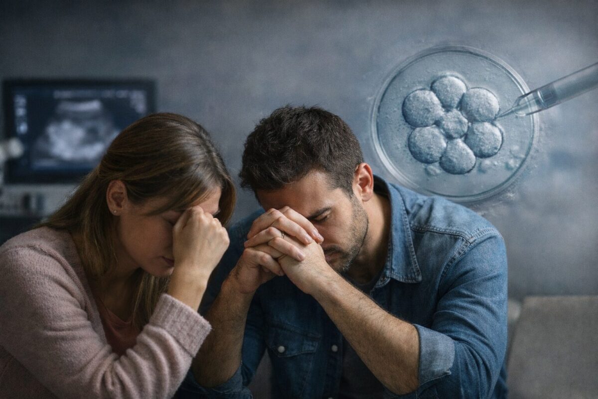 Ζευγάρι σε συναισθηματική φόρτιση μετά από αποτυχημένη εξωσωματική γονιμοποίηση με καλής ποιότητας έμβρυα