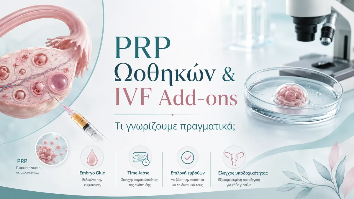 PRP ωοθηκών και IVF add-ons στην εξωσωματική γονιμοποίηση